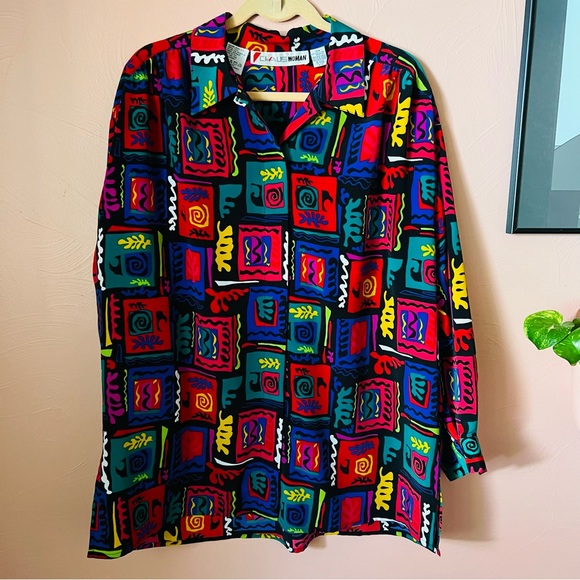 Funky 80s 90s button down Chaus - Picture 1 of 3